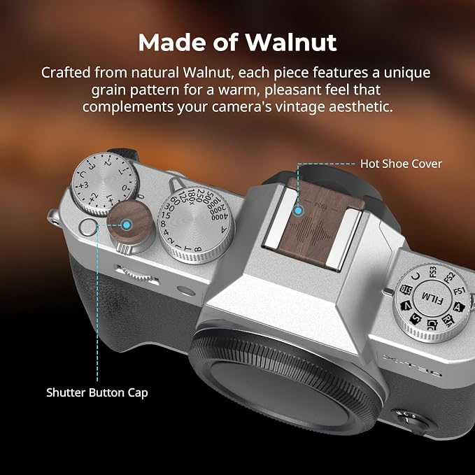 SmallRig Walnut Hot Shoe Cover with Shutter Button Cap for FUJIFILM X100VI / X100V / X-T30 III / X-T30 II / X-T30 / X-M5 / X-E5 / X-E4 / X-E3 / X-T50 / X-T5 / X-T4 / X-T3 / X-Pro3/ X100F - Image 3