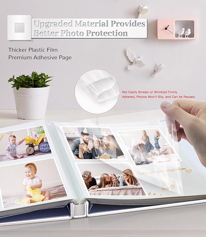 Artfeel Photo Album Self Adhesive Scrapbook Album for 3x5 4x6 5x7 8x10 Pictures,120 Pages Linen Cover with Display Window DIY Photo Book,Ideal Gifts for Family Travel Wedding Baby - Image 3
