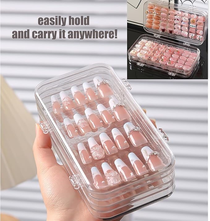 Tri-Fold Press On Nail Organizer Case - 4-Page Portable Storage Box for Fake Nails, Clear PET Plastic Travel Holder (6×3.2×1.8 inch) - Image 8