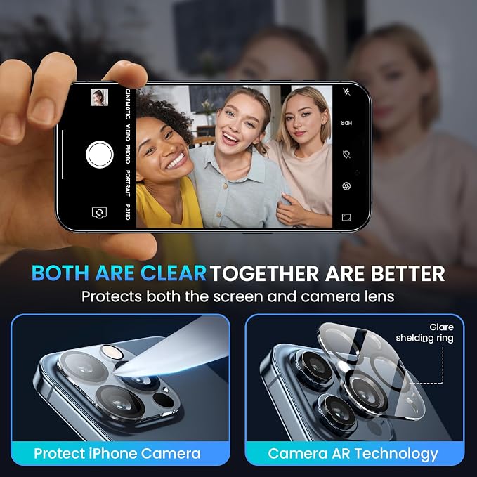 Fotbor [3+3 Pack for iPhone 15 Pro Privacy Screen Protector & Camera Lens Protector, Privacy Screen iPhone 15 Pro, Anti Spy Private Tempered Glass Easy Installation Kit 6.1 Inch Accessories - Image 5