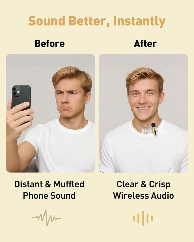 USB C Lavalier Microphone Wireless Mini Mic for Type-C Android Phone/Tablet/PC Video Recording Clip-on Mics with Rotatable Clip&Denoise Recording, Ideal for Vlog Tiktok Youtube Content Creator, Beige - Image 2