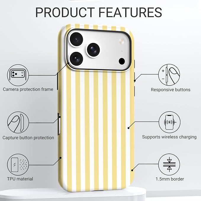 TPU Phone Case for iPhone, MagSafe Wireless Charging Compatible, Shockproof Slim Fit Protective Cover with Anti-Yellowing & Raised Camera Protection (Stripes 5, iPhone 17 Pro(6.3")) - Image 4