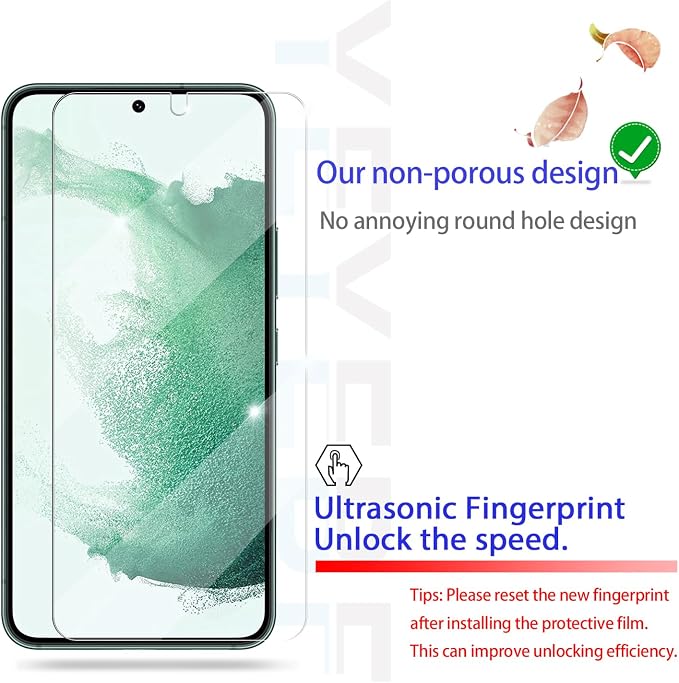 Screen Protector for Samsung Galaxy S22, [2+2 Pack] Tempered Glass for Galaxy S22 & Camera Lens Protectors[Ultrasonic Fingerprint Unlock] [Case Friendly] [Bubble-Free] - Image 4