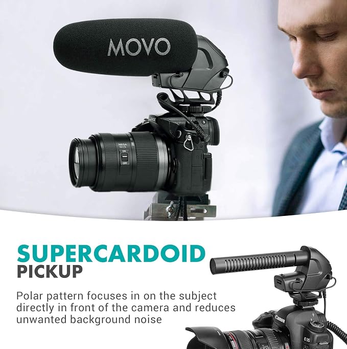 Movo VXR3031 Shotgun Microphone - Supercardioid On-Camera Shotgun Mic with 2-Step High-Pass Filter, 3-Stage Audio Level Control, Headphone Monitoring Input + More - Image 4