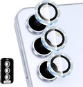 for Samsung Galaxy S24 Plus Camera Lens Protector, Individual Metal Ring Tempered Glass Lens Cover, [Strong Adsorption] Scratch Resistant Ultra-Thin HD Clear Lens Cover, 1 Set-Blue Diamond by Btscase