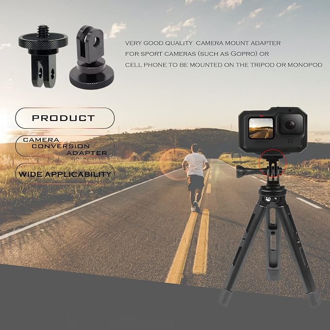 Aluminum Camera Tripod Adapter,2pcs ¼-20 Conversion Adapter Mounts, Compatible with GoPro Action Cameras/Sony/ Insta360 X3/ Sjcam/Action Camera and Other Standard 1/4 inch Mount Adapter Accessories - Image 5