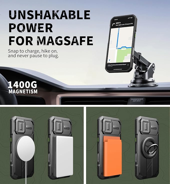 Dexnor for iPhone 17 Case with Slide Camera Cover & Adjustable Kickstand, Compatible with MagSafe, Rugged Shockproof Bumper Cases Heavy-Duty Magnetic Protective Cover,6.3 inch,Black - Image 7