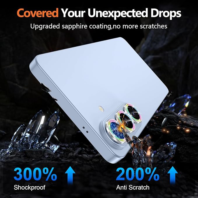 for Samsung Galaxy S26 Plus Camera Lens Protector, Individual Metal Ring Tempered Glass Lens Cover, [Strong Adsorption] Scratch Resistant Ultra-Thin HD Clear Lens Cover,1 Set-Colorful Sparkly - Image 4