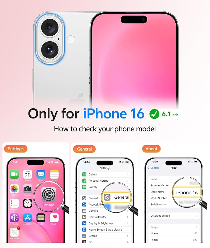 FNTCASE for iPhone 16 Case, Fit for Magsafe, Screen Protector, Hot Pink | Full Camera Protection, Translucent Matte, 14FT Military Grade Drop Proof, Shockproof Protective Phone Cover - Image 2