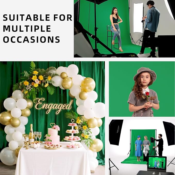 Green Screen Chromakey Streaming Backdrop Curtain, 5x7FT | Multipurpose Photography for Gaming Studio Photoshoot Christmas Party Video Recording Non-Reflective Easy Setup High Density - Image 5