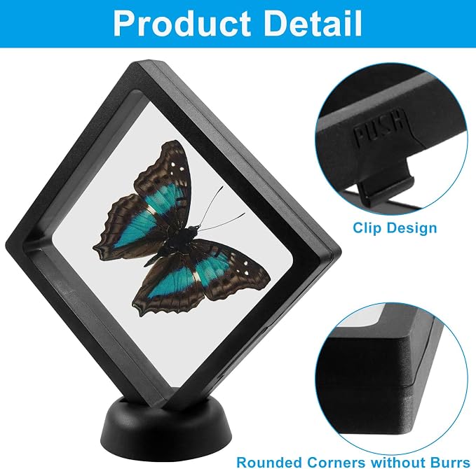 6Pcs 3D Floating Display Case, 4.3x4.3Inch | Clear Film, Jewelry Storage Box, Coin Display Stand, With Base - Image 4
