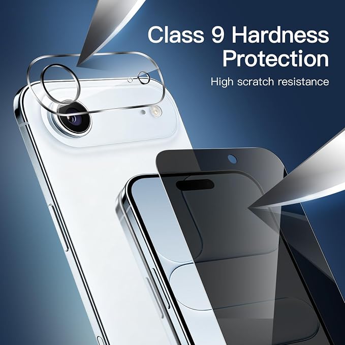 NEW'C 3x Privacy Screen Protector for iPhone Air (6.5 inches)+ 3x Camera Lens Protector, Sensor Protection, Case Friendly Tempered Glass Film, Ultra Resistant, Easy installation tool included - Image 6