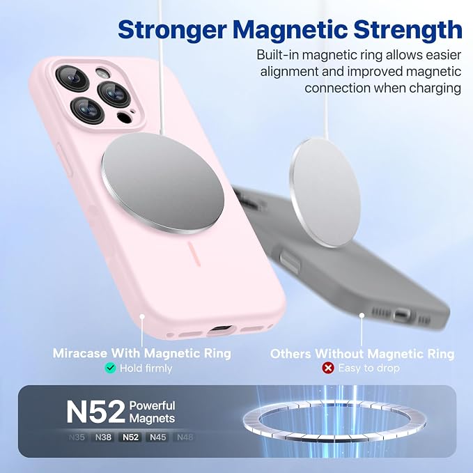 miracase Magnetic for iPhone 16 Pro Case, [Soft Anti-Scratch Microfiber Lining], Compatible with MagSafe, Liquid Silicone Case Shockproof Drop Protection Phone Case for 16 Pro,Sand Pink | Compatible with MagSafe, Soft Microfiber Lining, Liquid Silicone... - Image 4
