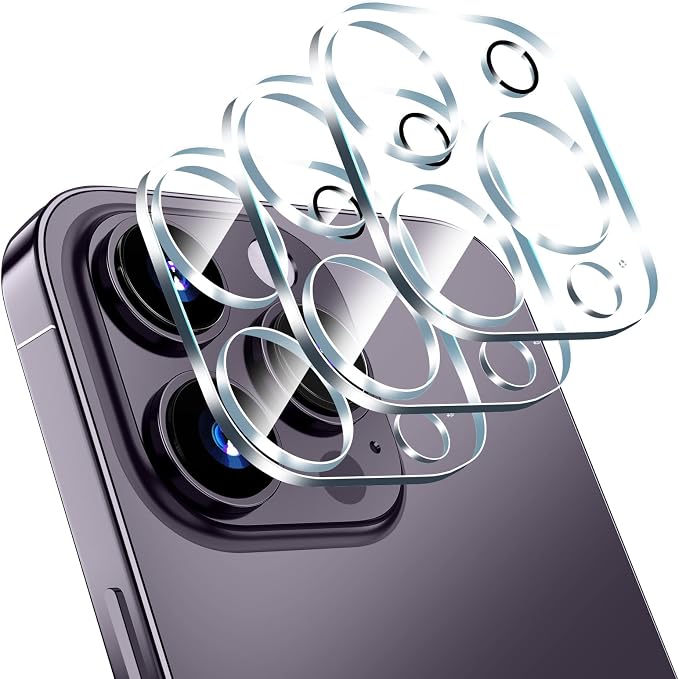imluckies [3 Pack Camera Lens Protector for iPhone 14 Pro / 16 Pro & iPhone 14 Pro Max / 16 Pro Max, 9H Tempered Glass Film with Anti-Flash Ring, HD Clear, Scratch Resistant, Case Friendly by imluckies