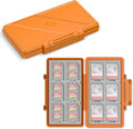 Orange Memory Card Case Micro SD TF SD Card Case Storage Holder Wallet | Compact Micro SD Card Holder Wallet for 24 Micro SD SDXC SDHC TF Cards and 12 SD SDXC SDHC Cards, Ergonomic Locking Systerm by JJC