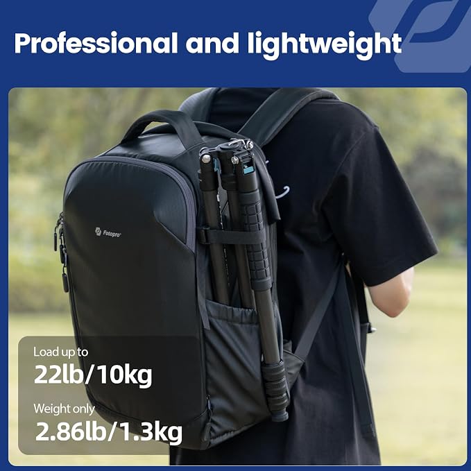 Fotopro 73"/185cm Carbon Fiber Travel Tripod for Camera, 360° Panorama Ball Head, Arca Quick Release Plate and Bag, Detachable Monopod for DSLR Camera Camcorder, Load up to 22lbs/10kg. X-Go Plus Blue - Image 3