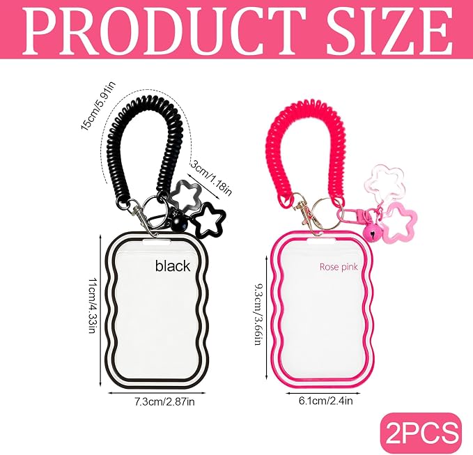 2 Pack Cute Photocard Holder Keychain,Kpop Photo Card Holder | Creative Photo Protector Keychain Accessories for Bus Card, Daily Display & Travel Decorations Gifts - Image 2
