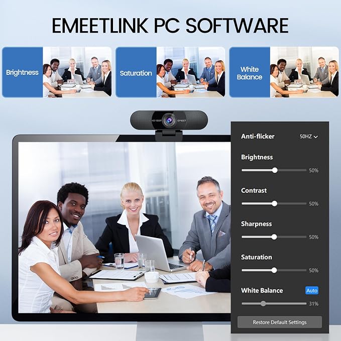 EMEET C960 1080P Webcam with Microphone, 2 Mics, 90° FOV, Computer Camera | USB Type-A & A-to-C Adapter, Fixed Focus, Plug&Play for Zoom/Teams/Facetime/YouTube/Google Meet/Switch 2 Camera, 2025 Version - Image 9