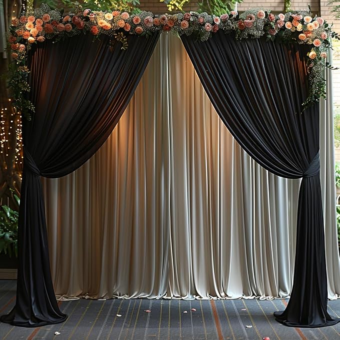 10x10ft Wrinkle Free Black Backdrop Curtain for Parties Soft Fabric Drapes Wedding Black Curtain Backdrop for Birthday Party Decorations Background for Photography 5x10ft, 2 Panels - Image 7