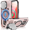 Camera Stand Case for iPhone 12/12 Pro, [Compatible with Mag Safe] [Lens Cover] 2024 Version Military Grade Protective Soft Case for iPhone 12/12 Pro 6.1 inch Men Women, Pink by WASTROYAL