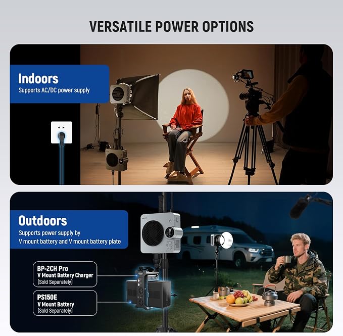 NEEWER HS200B Portable LED Video Light APP/2.4G/DMX Control, 280W 84400lx/1m Bi Color 2700-6500K CRI95+ COB Continuous Output Key Lighting Bowens Spotlight for Recording Streaming Studio Photography - Image 7