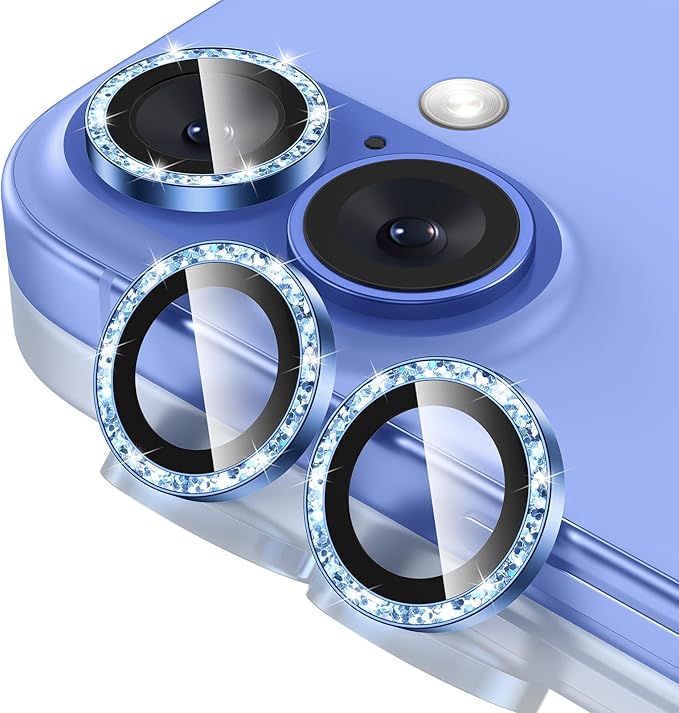Tensea for iPhone 16/16 Plus Camera Lens Protector Bling, Camera Cover | 9H Tempered Glass Camera Screen Protector, Metal Individual Ring for iPhone16 6.1inch/ 16Plus 6.7inch, HD Clear, Easy Install by Tensea