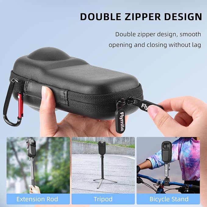 BRDRC Portable Small Case for Insta360 X5 X4 (for Cage and Lens Cap), Carrying Storage Bag Protective Cover Hard Shell Travel Protector with Wrist Strap Carabiner for Insta 360 X5 X4 Accessories - Image 5