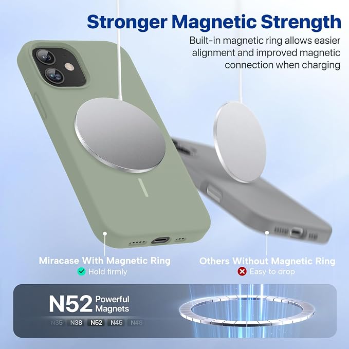 Miracase Magnetic for iPhone 12 Case/iPhone 12 Pro Case, Patina Green | Compatible with MagSafe, Anti-Scratch Microfiber Lining, Premium Silicone Shockproof Drop Protection Phone Case for 12/12 Pro - Image 3