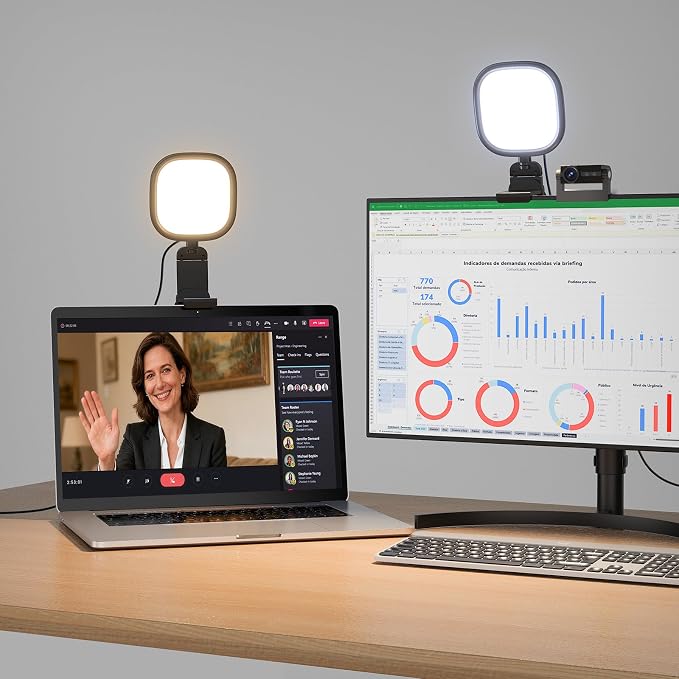 Ring Light for Laptop, Monitor, Desk, Eye-Caring Diffused LED Light | Soft Computer Light with Screen-Safe Clip, Adjustable Mount, CRI 97.8+, 50 Lighting Modes for Zoom, Video Calls & Streaming by LitONES