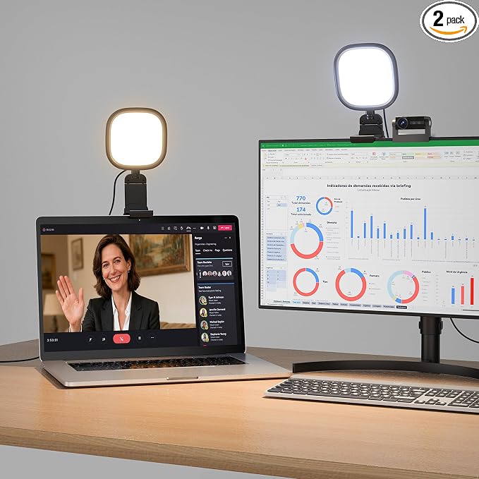 Ring Light for Laptop, Monitor, Desk, Eye-Caring Diffused LED Light | Soft Computer Light with Screen-Safe Clip, Adjustable Mount, CRI 97.8+, 50 Lighting Modes for Zoom, Video Calls & Streaming by LitONES