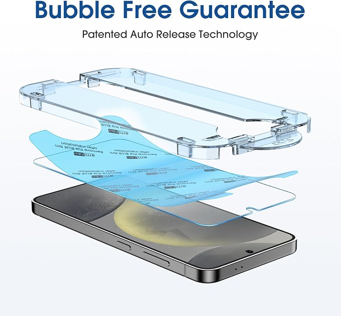 amFilm OneTouch for Samsung Galaxy S24 Screen Protector 6.2" Tempered Glass | Auto-Alignment, 30s Install, Bubble Free, Scratch & Drop Protection, HD Clear, Camera Lens Protector, 2+2 Pack (S24-6.2'') - Image 3