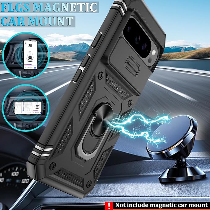 Gritup for Pixel 9 Pro XL Case Military-Grade Shockproof with Kickstand | with 2 PCS Screen Protector, Slide Camera Cover, Heavy Duty Outdoor Protection Funda para Pixel Pro 9 XL Phone Cover, Black - Image 7