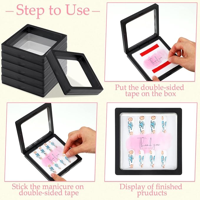 meekoo 30 Pcs Press on Nail Packaging Box with 90 Pcs Adhesive Double Sided Tape Artificial Nail Display Case Storage Container Box Acrylic Packaging Organizer for Art Home Salon(Black) - Image 4