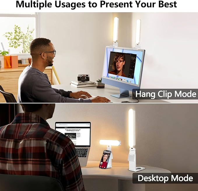 Dual-lamp Video Conference Lighting, LED Streaming Light with Remote and Touch Control, Zoom Lighting for Computer,Webcam Laptop Monitor Ring Light for Video Calls/Zoom Meetings (White) - Image 3