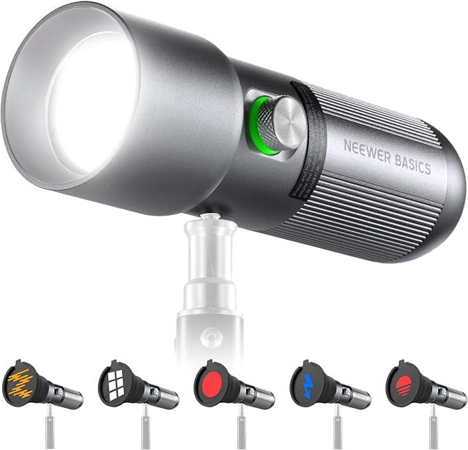 NEEWER Basics RGB Photography Flashlight,4 Colors/20 GOBO Filters/CRI95+/7500mAh,10W 6300K Portable LED Video Spotlight Patterned Ambient Aluminum Sunset Light for Recording Studio Lighting, USB, FL10 by Neewer