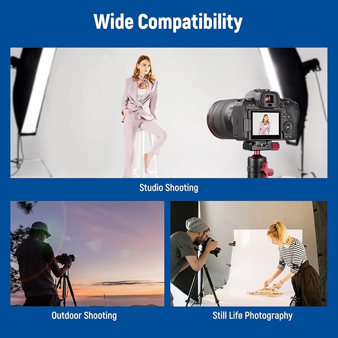 NEEWER Tripod Head, 360° Rotating Panoramic Ball Head with 1/4” Quick Shoe Plate for Tripod Monopod Slider DSLR Camera Camcorder, Max Load up to 5kg/11lb – GM28 - Image 7
