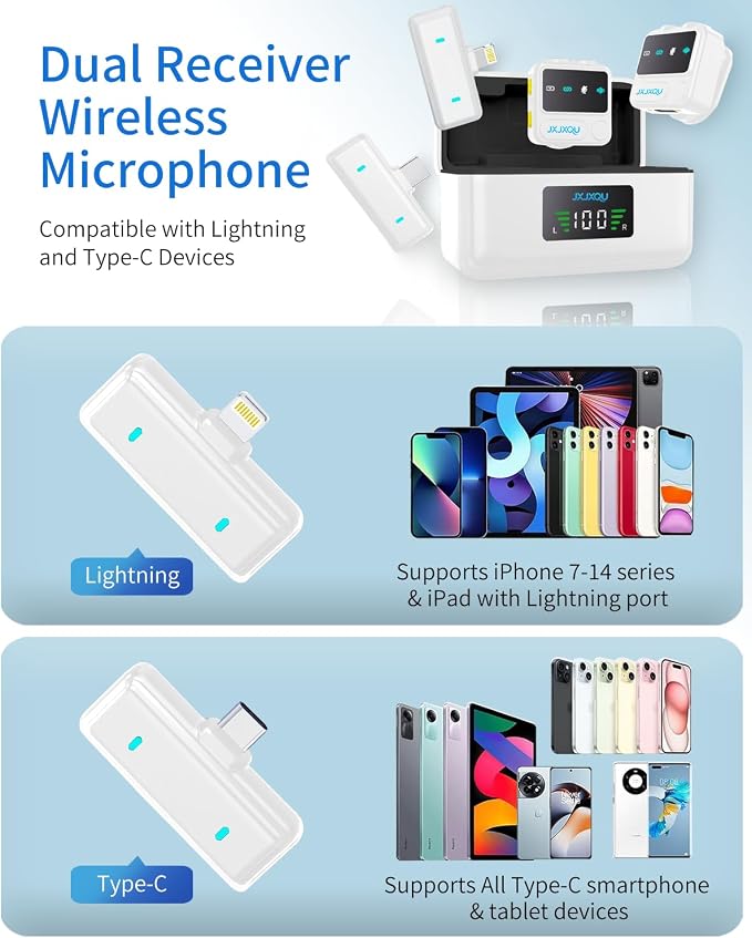 Wireless Lavalier Microphone for iPhone Android, mini Phone mic | Mic with Smart Noise Reduction, Reverb Effect, 30H+ Battery Life for Vlog, YouTube, TikTok, Podcast,Ideal for Content Creator - Image 4