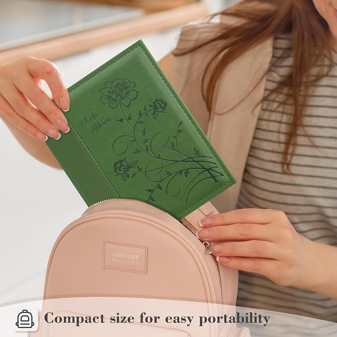 Artmag Photo Album 5x7 Clear Pages Pockets Leather Cover Slip Slide in Photo Album Book Holds 100 Vertical 5x7 Photos Picture Book for Wedding Family (Dark Green) - Image 6