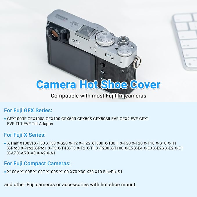 Camera Hot Shoe Cover for Fujifilm XT30III XM5 X100VI X100V XE4 XS20-Silver | Camera Hotshoe Protector Cap,for Fujifilm X Half XT5 XT4 XT3 XT2 GFX 100RF 50S II XH2 XH2S XT30II XT20 XT10 XS10 X100F X100T - Image 2