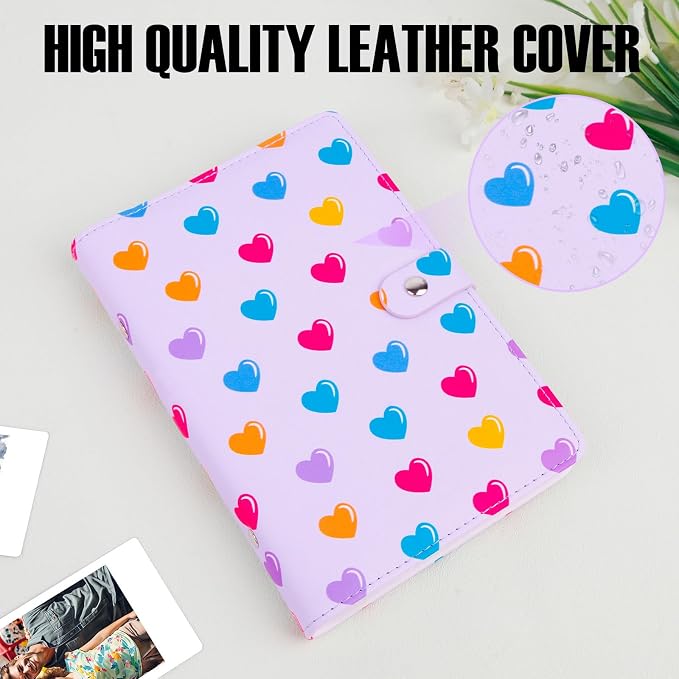 Veicevol 156-Pocket Album for Instax Mini & Polaroid 2x3 in Photos, Pueple | PU Leather Cover, Portable Album, Mini Photo Album for Fujifilm Instax Mini Camera, Polaroid Camera, Wedding Keepsake - Image 5