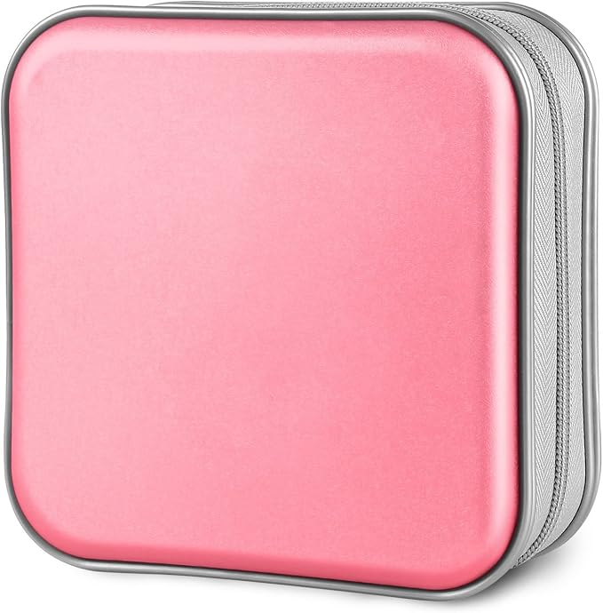 Siveit CD/DVD Cases 40 Capacity Disc Storage Binder for Car(Light Pink) | Holders Wallet Hard Plastic CD/DVD Case for Car Home Office Travel by Siveit