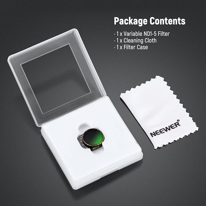 NEEWER Variable ND Filter Compatible with DJI Mini 3 / Mini 3 Pro, ND2-32 1-5 Stops Snap On Multicoated HD Optical Glass Slim Drone Camera Lens Aerial Video Photography Accessories - Image 9