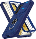 Gritup for Samsung Galaxy S22 Case with Slide Camera Cover & Screen Protector*2, 360 Rotating Ring Kickstand, Military Grade Protective Case for Galaxy S22 Phone, Blue by Gritup