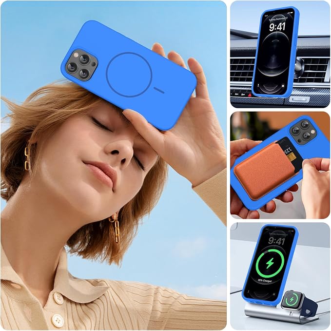 Miracase Silicone & Magnetic for iPhone 12 Pro Max Case, Mediterranean Blue | Compatible with MagSafe, Soft Microfiber Lining, Premium Silicone Case Shockproof Drop Protection Phone Case for 12 Pro Max - Image 8