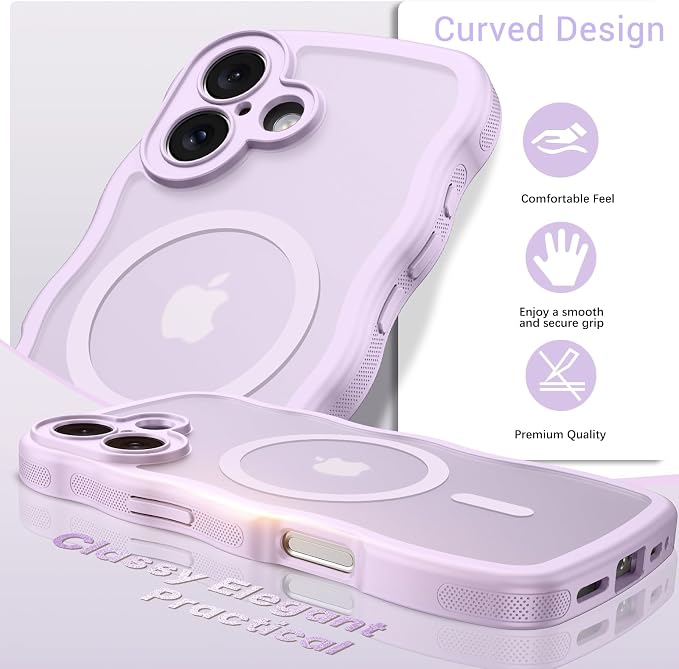 BENTOBEN Magnetic for iPhone 17 Case, Cute Wavy Full Camera Protection [Compatible with MagSafe] Translucent Matte Anti-Slip Bumper Women Girls Boys Protective Cover for 17 6.3",Gray Pink - Image 8