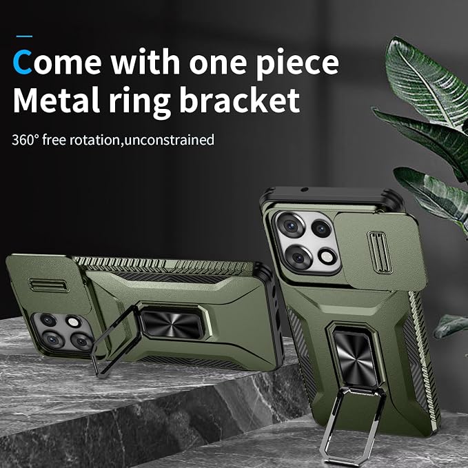 for Moto G Play 5G 2025 Case with Sliding Camera Lens Cover,HD Screen Protector,360° Rotating Ring Kickstand,AYMECL Military-Grade Shockproof Protective Cover for Motorola G Power 2025,Army Green - Image 3