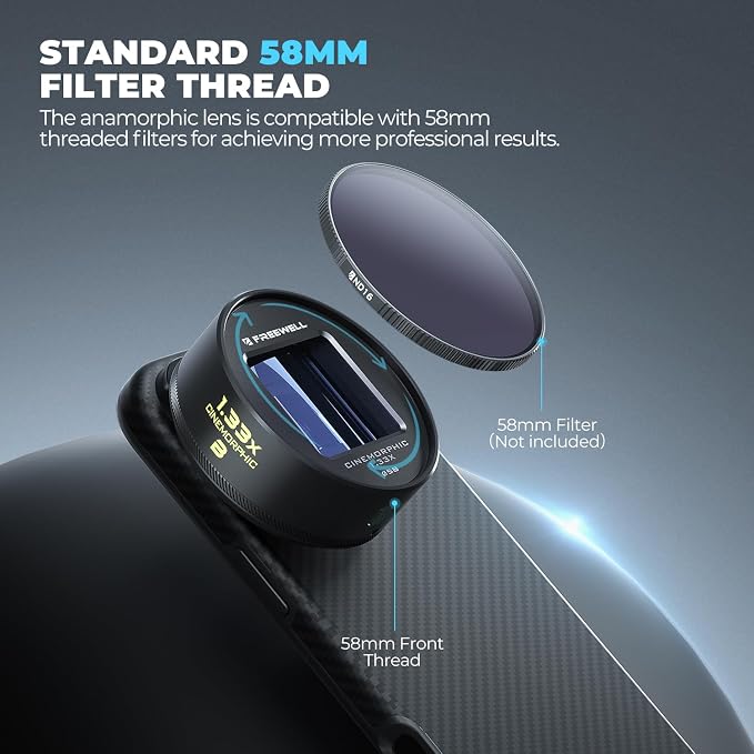 Freewell Neutral Streak 1.33x Anamorphic Lens with 17mm Mount Phone Case | Cinematic Wide-Screen Lens with Natural Light Streak Effect, Perfect for Night Cityscapes, Filmmaking - Image 6