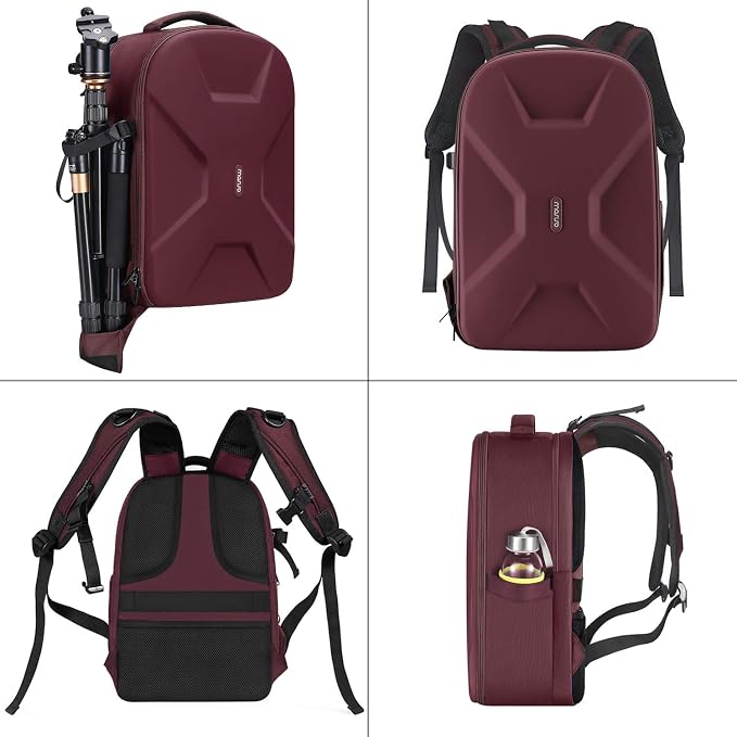 MOSISO Camera Backpack, DSLR/SLR/Mirrorless Photography Camera Bag | 15-16 inch Waterproof Hardshell Case with Tripod Holder&Laptop Compartment Compatible with Canon/Nikon/Sony, Wine Red - Image 5