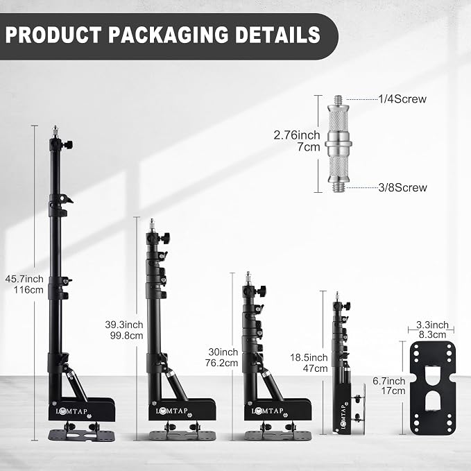 Ring Light Wall Mount Adjustable 45.7" Boom Arm Stand for Photography Lighting Studio, Camera Triangle Wall Mount, Sturdy Alloy Support for Salon, Tatto Light, Barber Shop, Strobe - Image 5