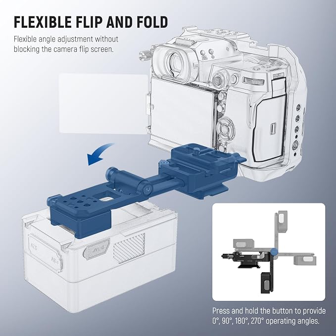 NEEWER V Mount Battery Plate with Arca Type QR Plate, Portable Charger Holder, Foldable V Lock Adapter for NEEWER PS099E, Compatible with DJI RS4 RS3 Gimbal Camera Cage Video Rig Accessories, PS017A - Image 4